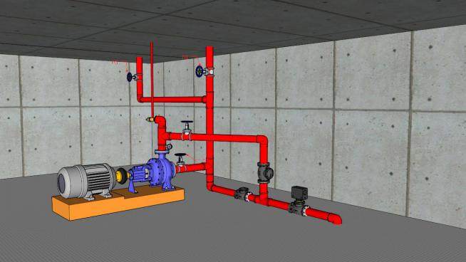 消防泵设备机械SU模型_su模型下载 草图大师模型_SKP模型