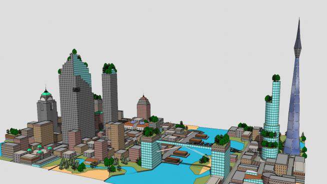 布法罗城城市建筑SU模型下载_sketchup草图大师SKP模型
