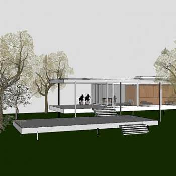 范斯沃斯住宅豪斯建筑SU模型下载_sketchup草图大师SKP模型