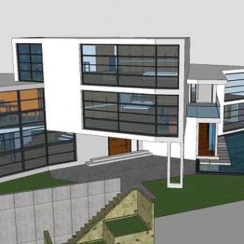 现代花园房子建筑SU模型下载_sketchup草图大师SKP模型