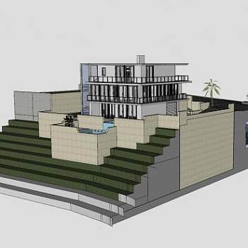 现代别墅高层住宅SU模型下载_sketchup草图大师SKP模型