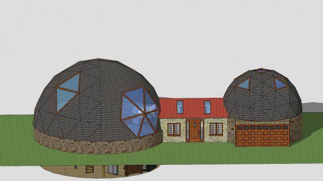 现代球型屋顶建筑SU模型下载_sketchup草图大师SKP模型
