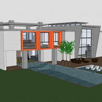 现代房子小洋楼建筑SU模型下载_sketchup草图大师SKP模型