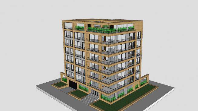 现代高层公寓大楼SU模型下载_sketchup草图大师SKP模型