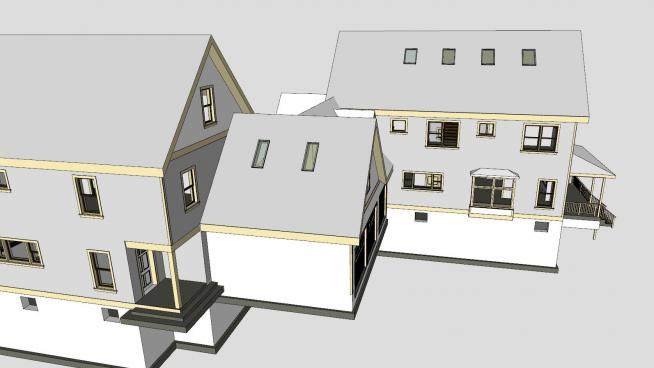 现代白色房子建筑SU模型下载_sketchup草图大师SKP模型