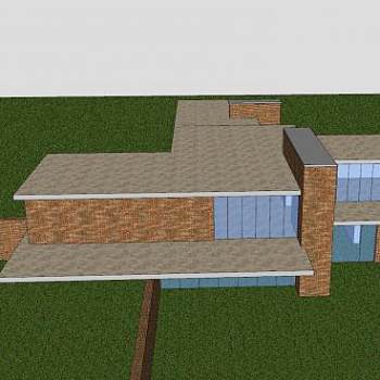 密斯凡德罗乡村砖房建筑SU模型下载_sketchup草图大师SKP模型