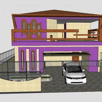 现代建筑阳台房子SU模型下载_sketchup草图大师SKP模型