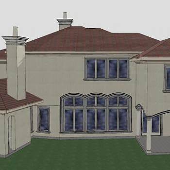 地中海屋子建筑SU模型下载_sketchup草图大师SKP模型