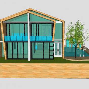 现代屋子住宅建筑SU模型下载_sketchup草图大师SKP模型