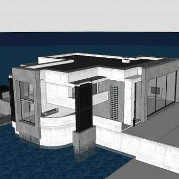 现代多层房子住宅SU模型下载_sketchup草图大师SKP模型