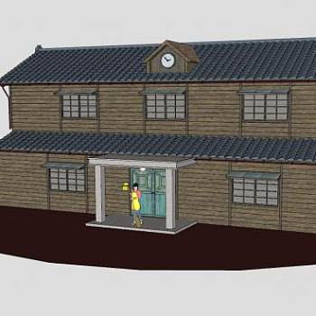 日式公寓建筑SU模型下载_sketchup草图大师SKP模型