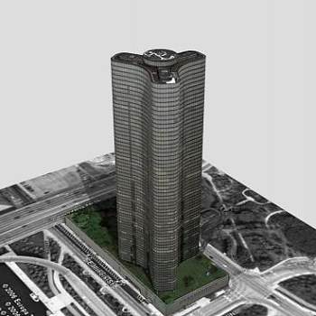 湖心大厦建筑SU模型下载_sketchup草图大师SKP模型