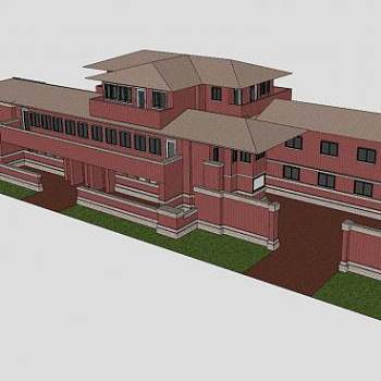 中式罗比建筑房子SU模型下载_sketchup草图大师SKP模型