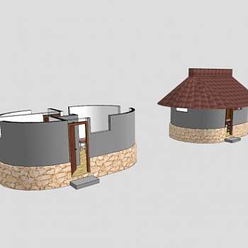 自然治疗小屋建筑SU模型下载_sketchup草图大师SKP模型