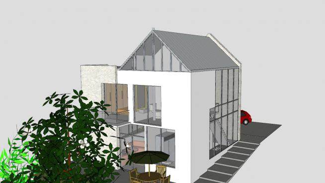 现代小型住宅房子SU模型下载_sketchup草图大师SKP模型