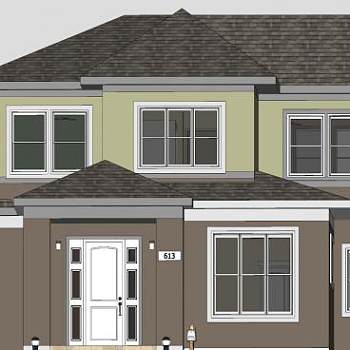 草原式单户住宅建筑SU模型下载_sketchup草图大师SKP模型