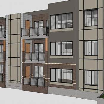 文巴克大街建筑房子SU模型下载_sketchup草图大师SKP模型