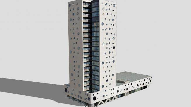 现代住宅高层建筑SU模型下载_sketchup草图大师SKP模型