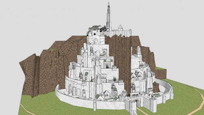 白城堡建筑房子SU模型下载_sketchup草图大师SKP模型