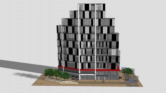 现代建筑公寓楼SU模型下载_sketchup草图大师SKP模型