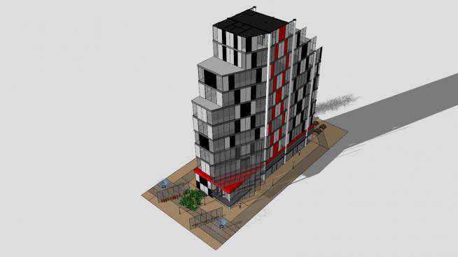 现代公寓楼房子SU模型下载_sketchup草图大师SKP模型