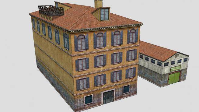 威尼斯建筑房子SU模型下载_sketchup草图大师SKP模型