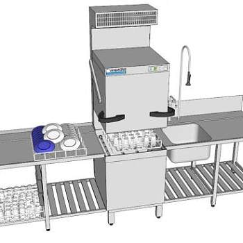 厨房设备自动洗碗机SU模型_su模型下载 草图大师模型_SKP模型