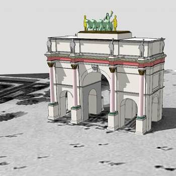 巴黎建筑凯旋门SU模型下载_sketchup草图大师SKP模型