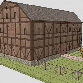 现代简约木屋建筑SU模型下载_sketchup草图大师SKP模型