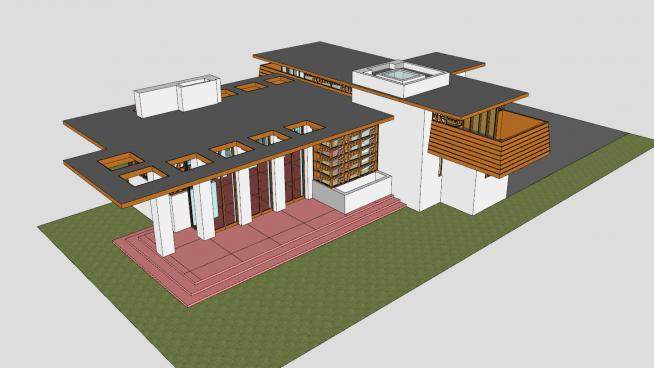 豪斯现代房子建筑SU模型下载_sketchup草图大师SKP模型