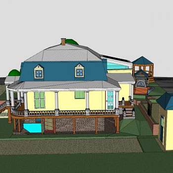 简欧房子建筑SU模型下载_sketchup草图大师SKP模型