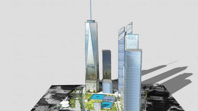 新世贸中心高层建筑SU模型下载_sketchup草图大师SKP模型