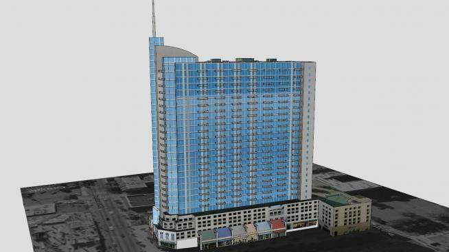 尖顶公寓建筑SU模型下载_sketchup草图大师SKP模型