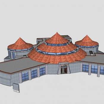 现代访客中心建筑SU模型下载_sketchup草图大师SKP模型