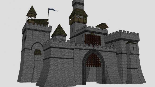巨大城堡建筑SU模型下载_sketchup草图大师SKP模型