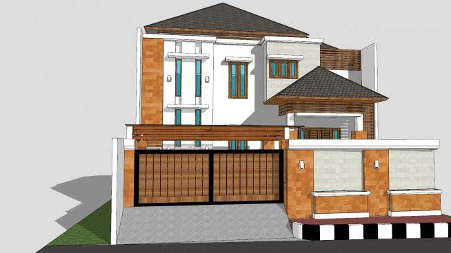 热带现代房子建筑SU模型下载_sketchup草图大师SKP模型