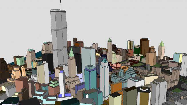 纽约市中心建筑SU模型下载_sketchup草图大师SKP模型