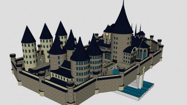 中世纪风格城堡建筑SU模型下载_sketchup草图大师SKP模型