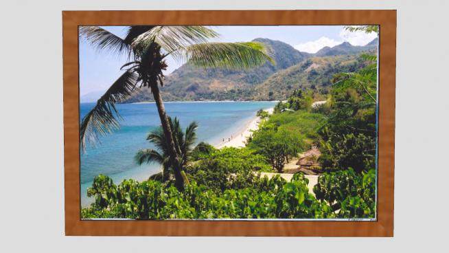 热带海岛海滩绿林照片相框SU模型下载_sketchup草图大师SKP模型