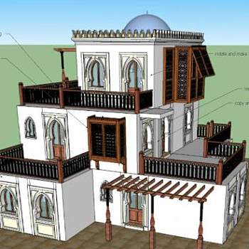 曼鲁克房子建筑SU模型下载_sketchup草图大师SKP模型