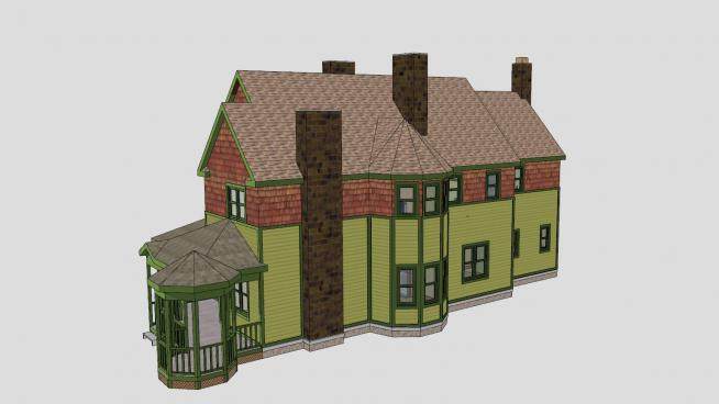 现代房屋砖块建筑SU模型下载_sketchup草图大师SKP模型