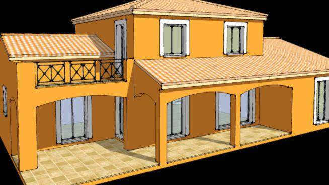 现代房屋黄色建筑SU模型下载_sketchup草图大师SKP模型
