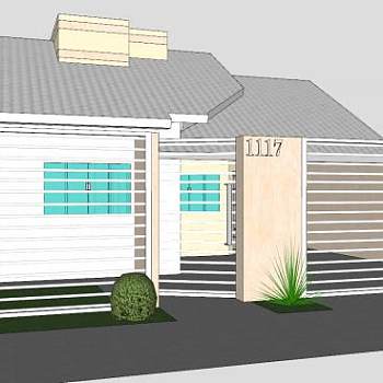 简约新房子建筑SU模型下载_sketchup草图大师SKP模型