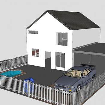 简约小房子建筑SU模型下载_sketchup草图大师SKP模型
