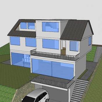 豪宅建筑现代住宅SU模型下载_sketchup草图大师SKP模型