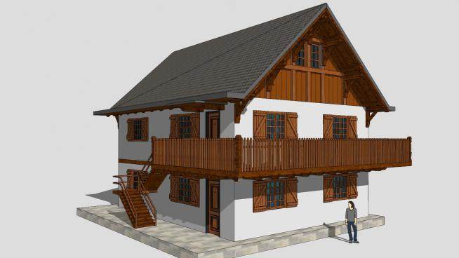 瑞士风格小房子SU模型下载_sketchup草图大师SKP模型