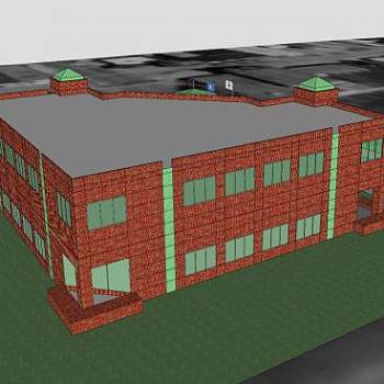 奥法伦伊利诺伊州市政厅建筑SU模型下载_sketchup草图大师SKP模型