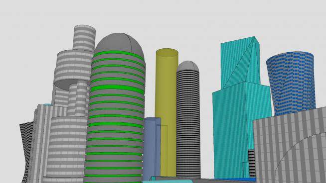 未来城市建筑SU模型下载_sketchup草图大师SKP模型