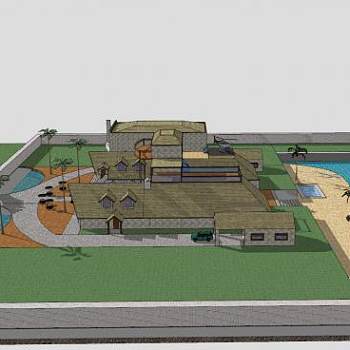 大海滩大厦建筑SU模型下载_sketchup草图大师SKP模型