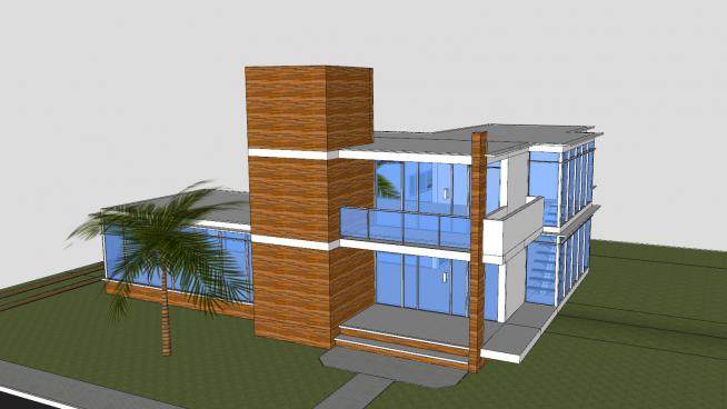现代双层房子住宅SU模型下载_sketchup草图大师SKP模型
